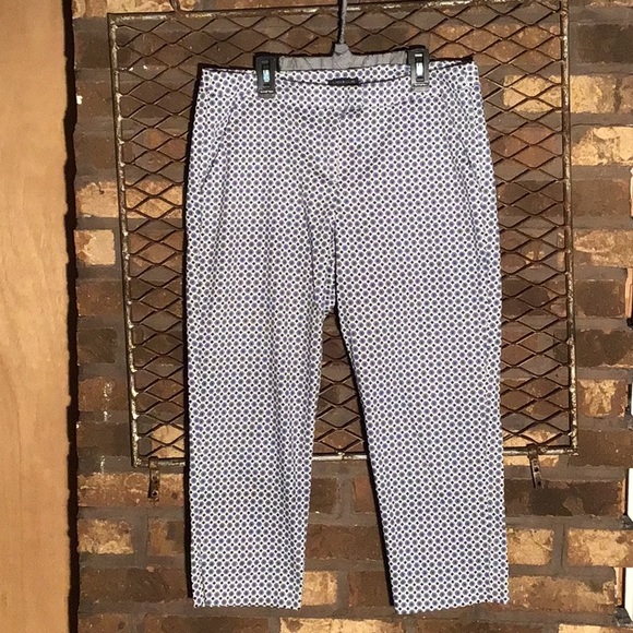 Audrey & Celine dressy Capri pants blue geometric design size 10 - Picture 1 of 5